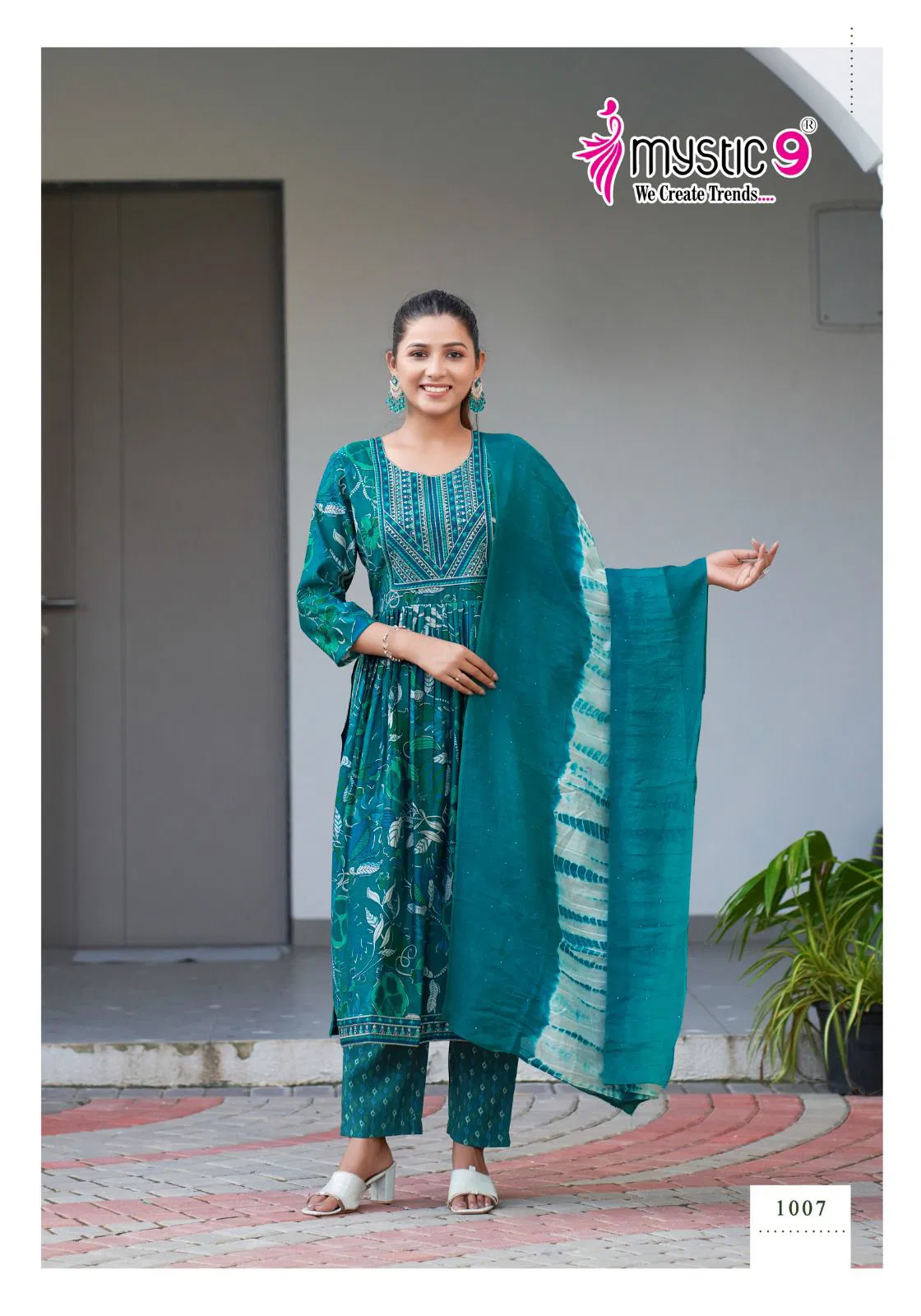 Mona Vol 1 By Mystic 9 Foil Print Embroidery Kurti With Bottom Dupatta Wholesale Price In Surat
